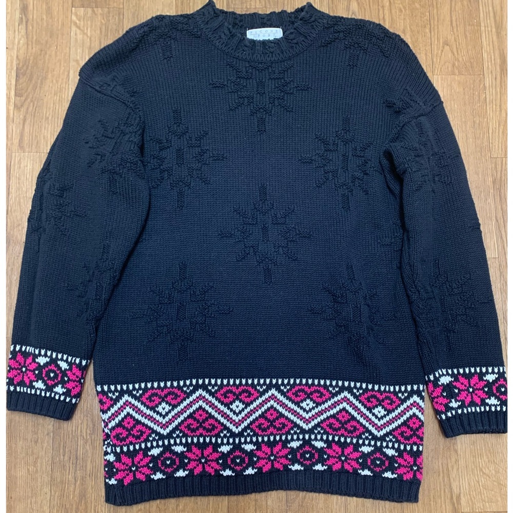Vintage PICONE SPORT Women’s Sweeter Over sized  Black 100%Cotton SZ M